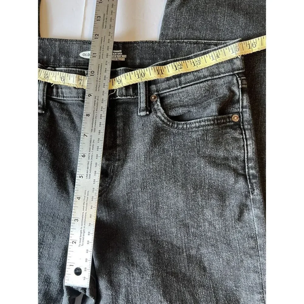 OLD NAVY Girl's Size‎ 14 Jeans Karate Slim Taper Black Stretch Adjustable Waist